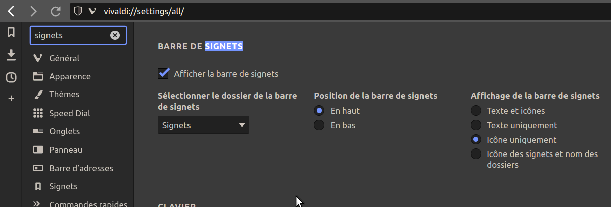 Afficher les signets sous forme d’icônes.