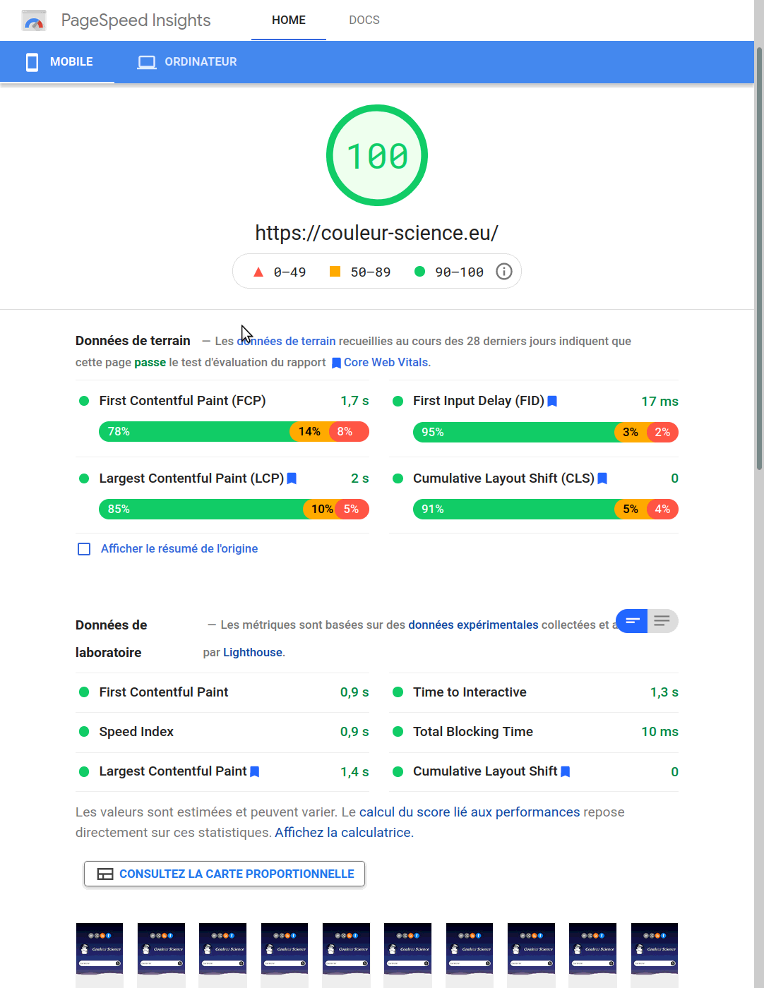 Score PageSpeed Insight Google.