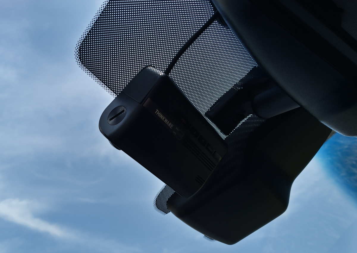 Position finale de la dashcam dans la voiture.