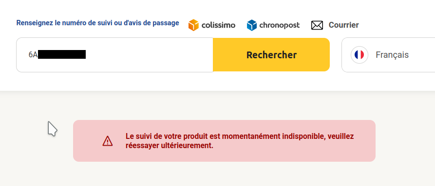 Le site de la poste dont le suivi ne marche (encore) pas.