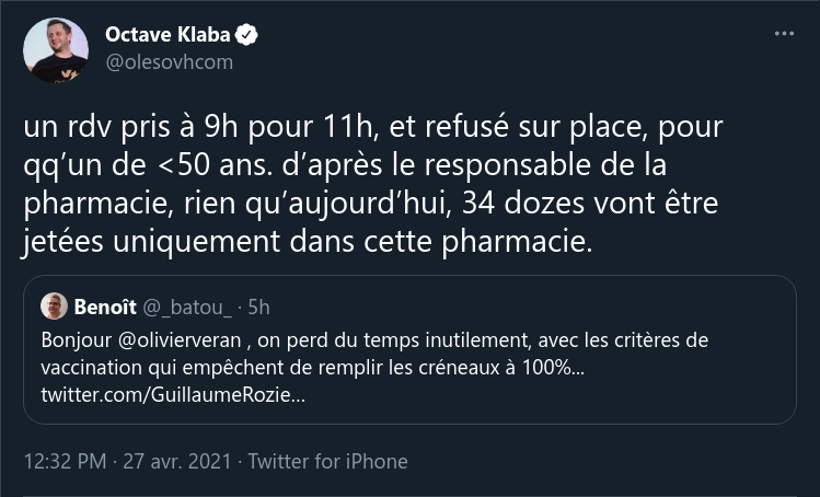 Tweet d’octave Klaba.