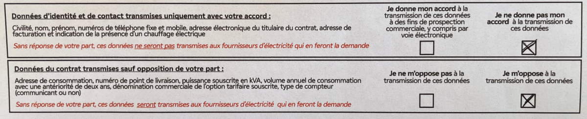 Lettre de EDF.