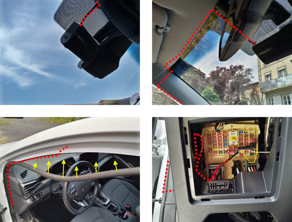 Cacher le câble de la dashcam.