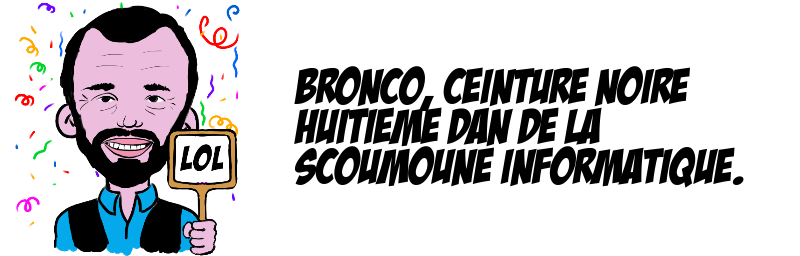 Bronco, ceinture noire   huitieme dan de la   scoumoune informatique.  