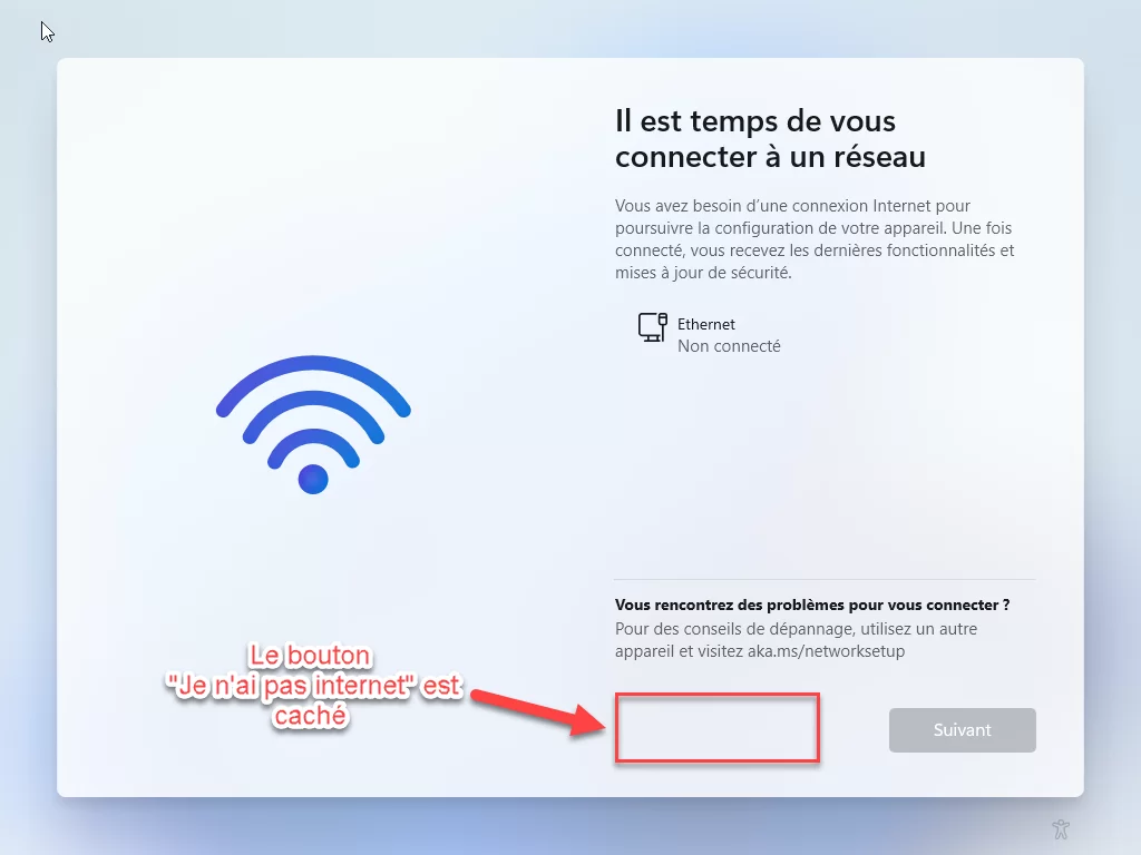 bouton caché sous win