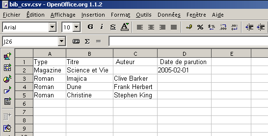 Fichier CSV cr par XLST et ouvert dans OpenOffice