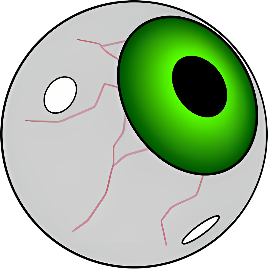 Un oeil stylisé à la pupille vert fluo.