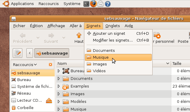 Capture d'�cran du look standard d'Ubuntu