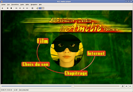 Capture d'écran de VLC en train d'afficher le menu d'un DVD